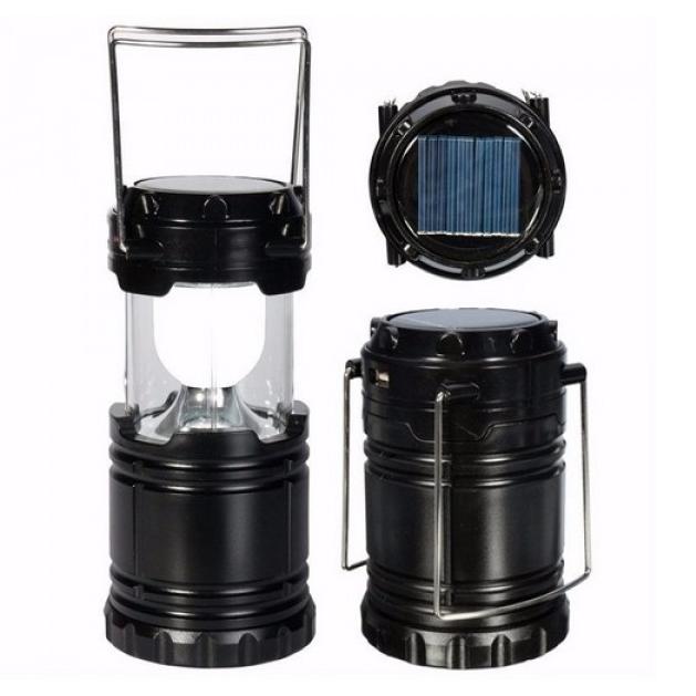 Туристичний ліхтар-лампа на сонячній батареї з функцією павербанку CAMPING MH-5800T (6+1 LED). Колір: чорний