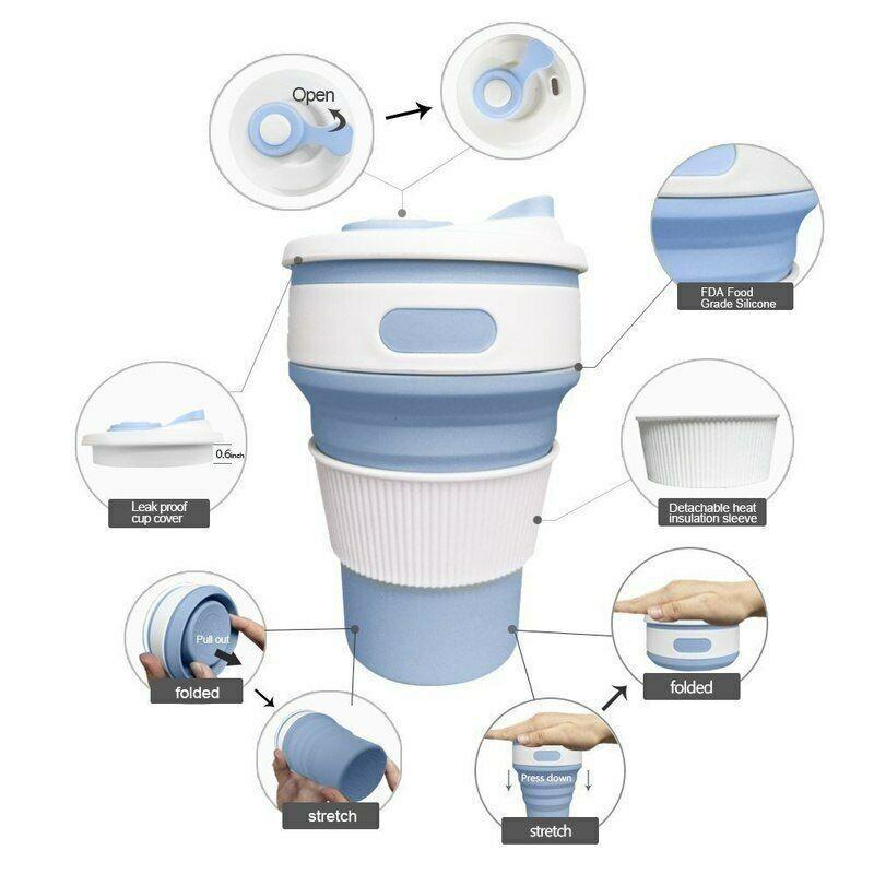 Кружка туристична (складна / силіконова). Колір синій