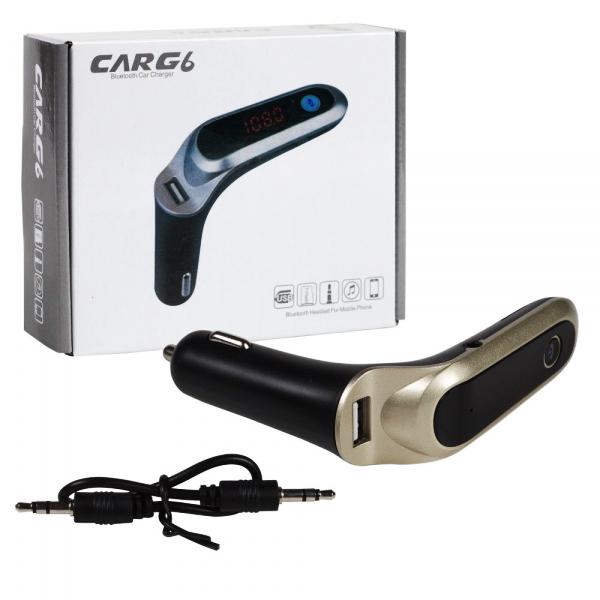 FM модулятор CAR G6 Bluetooth USB AUX MicroSD трансмітер. Колір: золотий