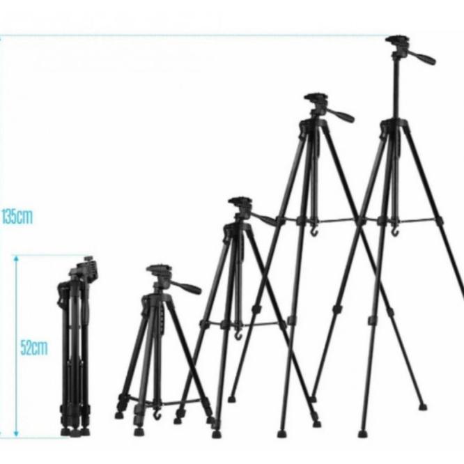 Професійний штатив 3366, трипод з чохлом + ВТ кнопка і утримувач для телефону в подарунок! Колір чорний