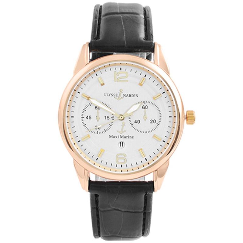 Годинники наручні Ulysse Nardin-Maxi Marine White ремінець чорний (репліка)