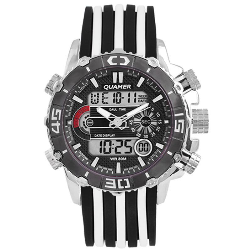Годинник наручний QUAMER ремінець каучук, dual time. Колір: з білими вставками