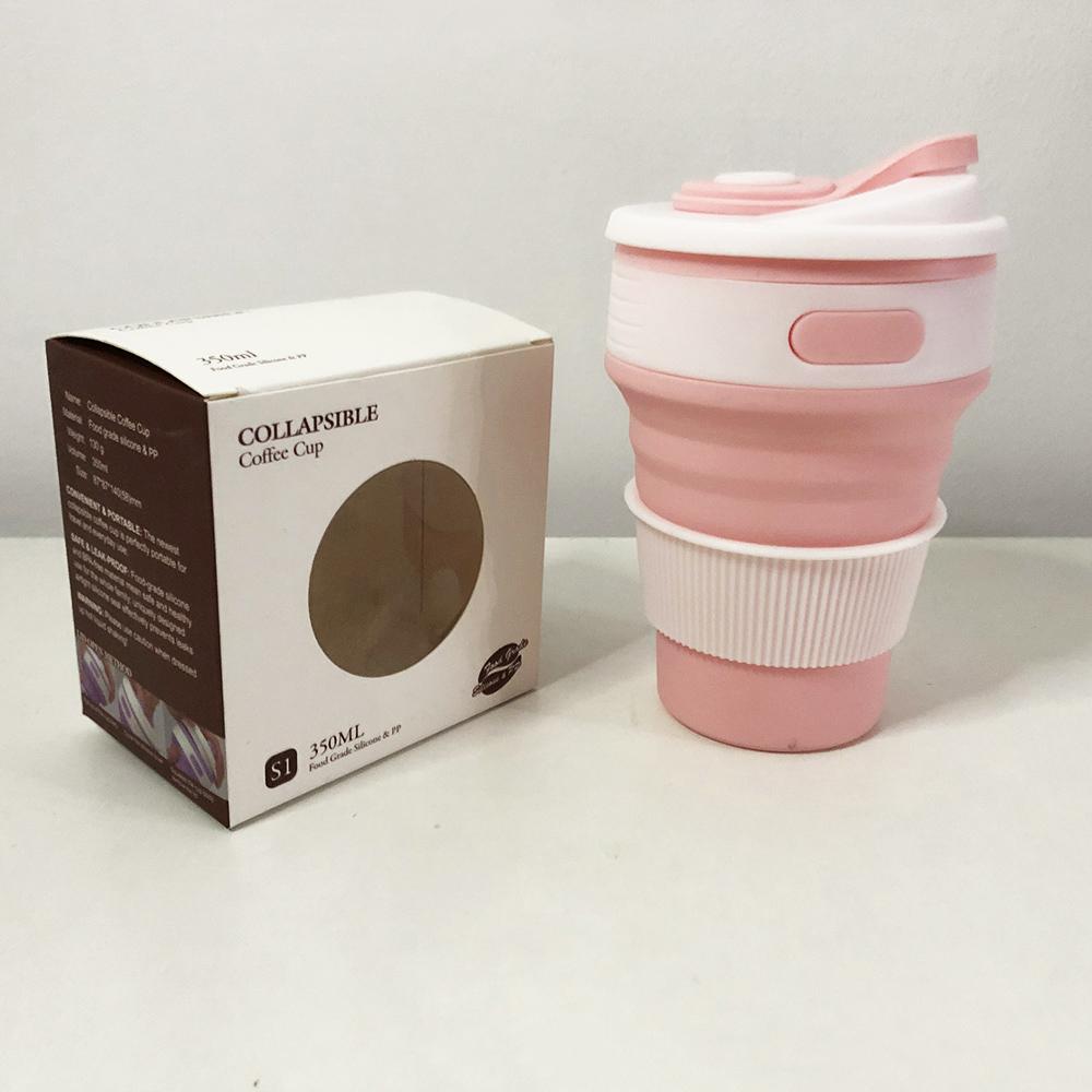 Кружка туристична (складна / силіконова). Колір рожевий