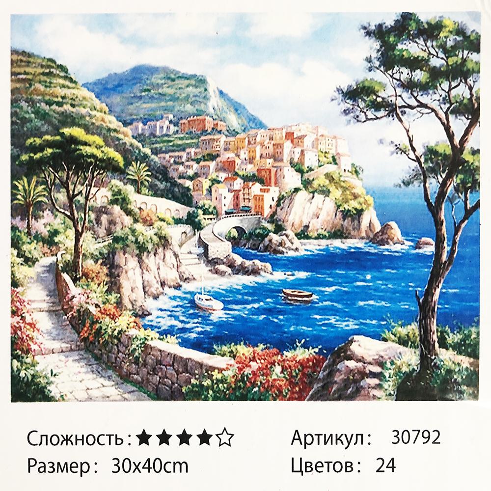 Картина за номерами: Місто біля моря. Розміри: 30 х 40 см. Малювання фарбами по номерам