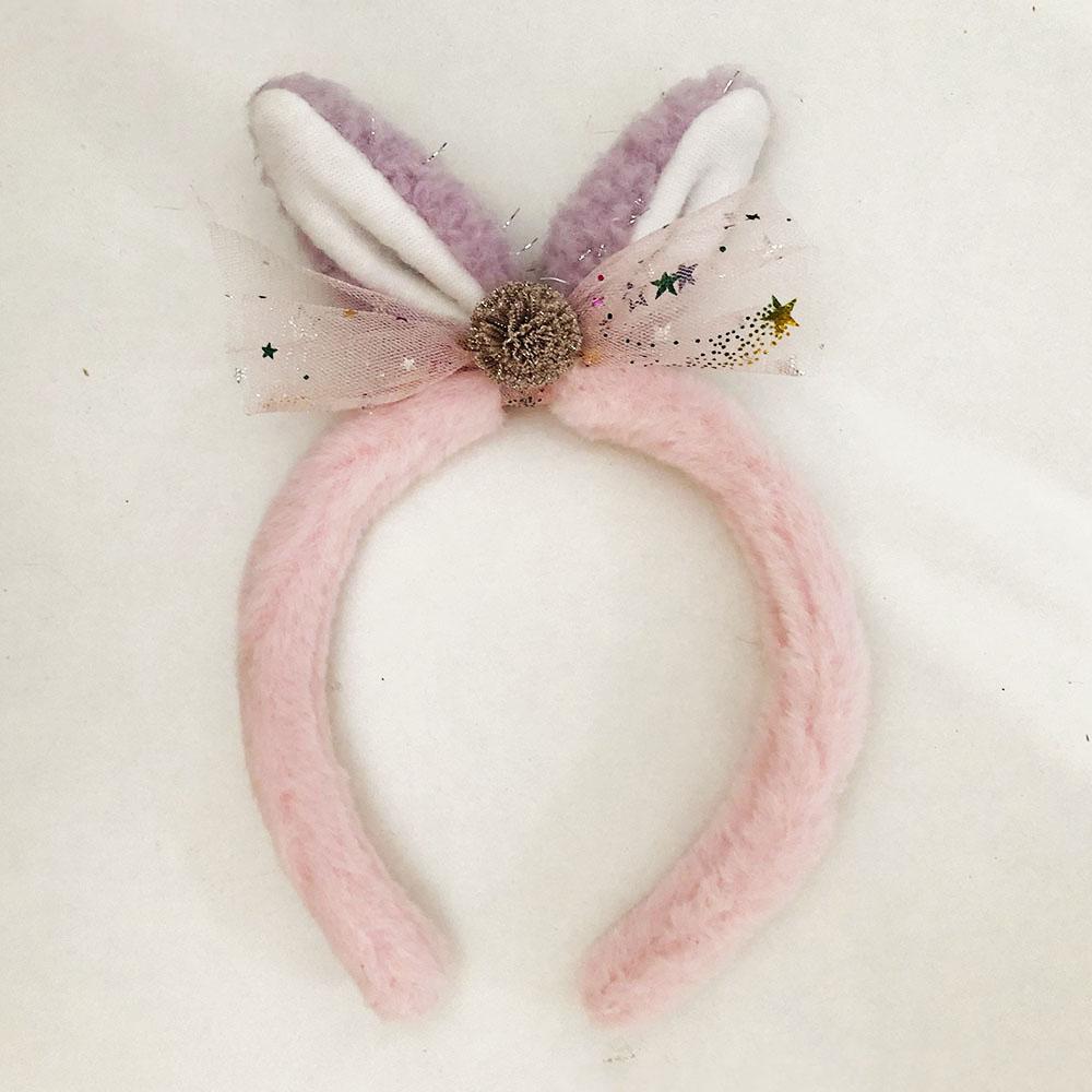 Обручі для волосся хутряний зайчик. Колір рожевий