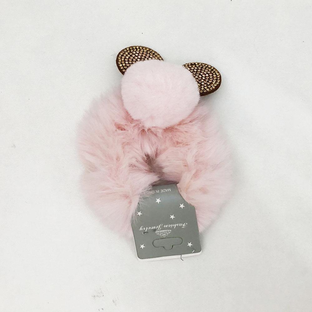 Гумки для волосся з вушками ведмедика. Колір рожевий