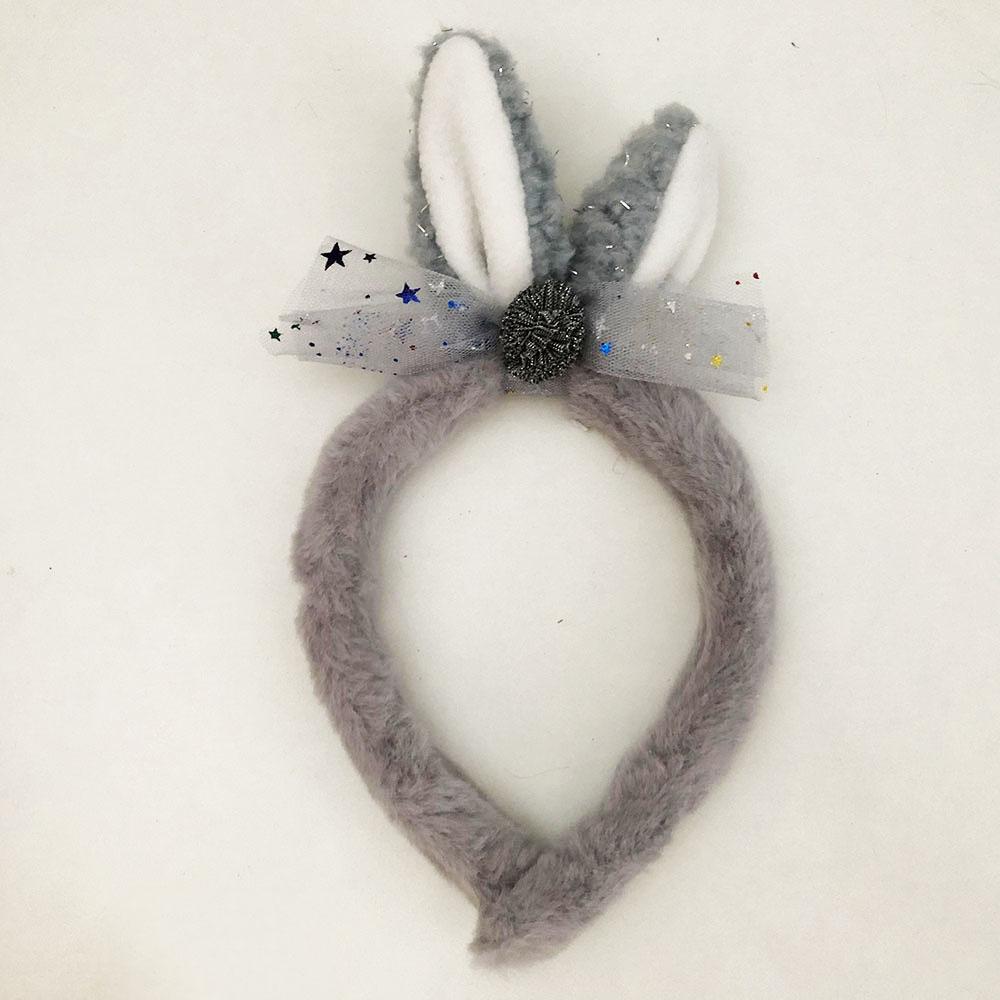 Обручі для волосся хутряні зайчик. Сірий колір