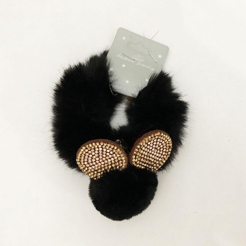 Гумки для волосся з вушками ведмедика. Колір чорний