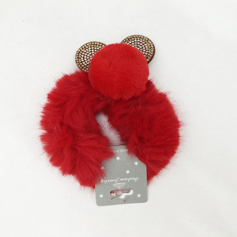 Гумки для волосся з вушками ведмедика. Колір червоний