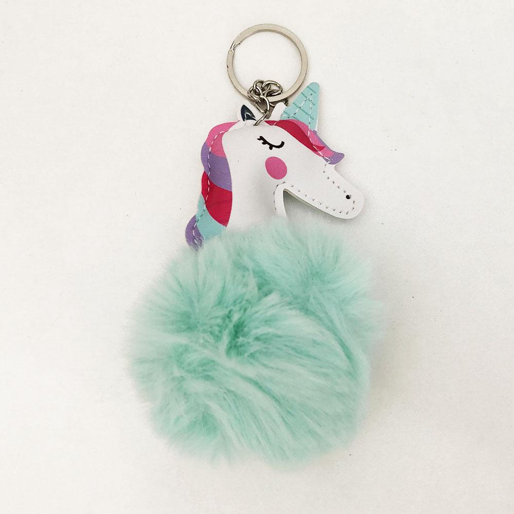 Брелок єдиноріг з хутром. Колір: бірюза