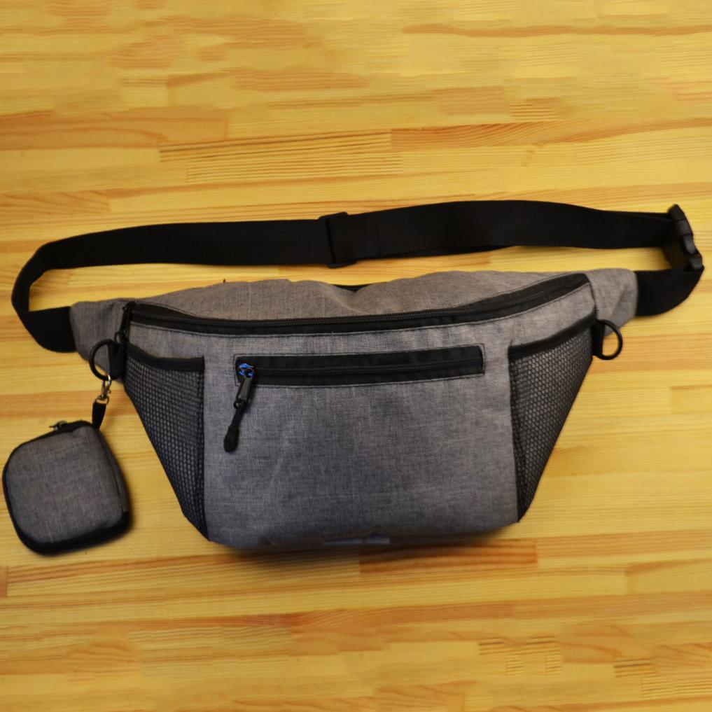 Бананка большая с сеточкой из ткани. Цвет: серый