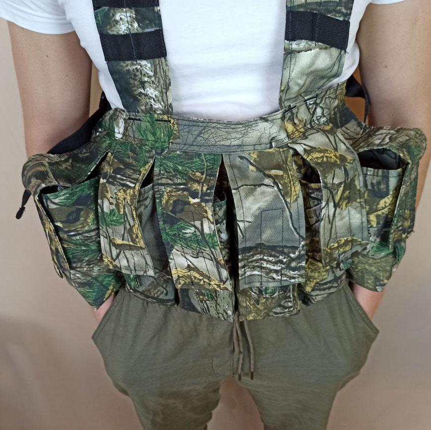 Розвантажувальний жилет на 6 кишень тактичний у строкатому камуфляжному кольорі