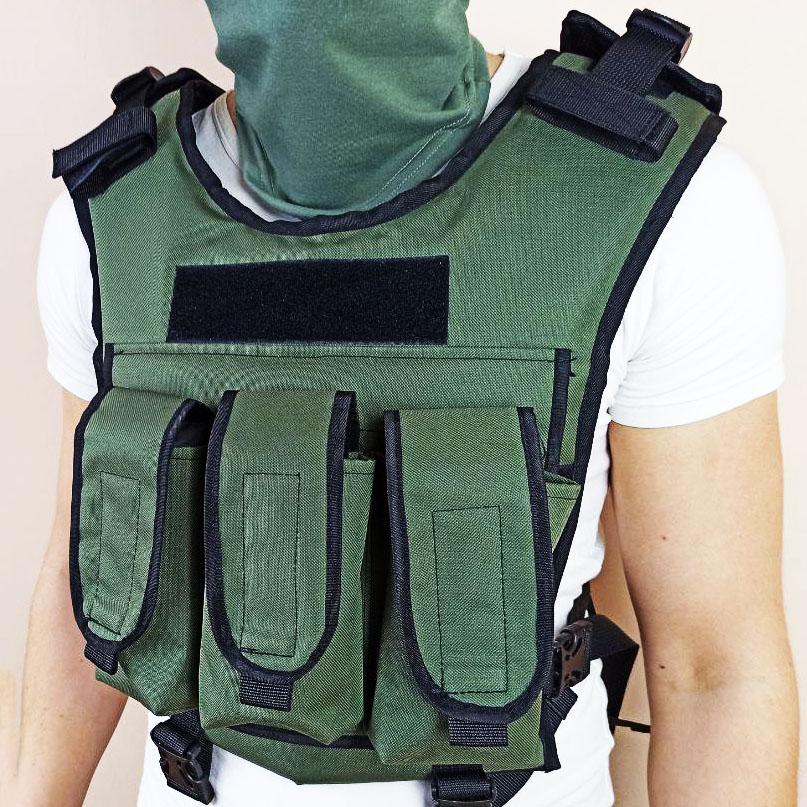 Розвантаження/плитоноска на 3 магазини. Якісна плитоноска. Бронежилет з 3 підсумками під магазини. Якість для ЗСУ! Колір: темно-зелений (хакі/олива)