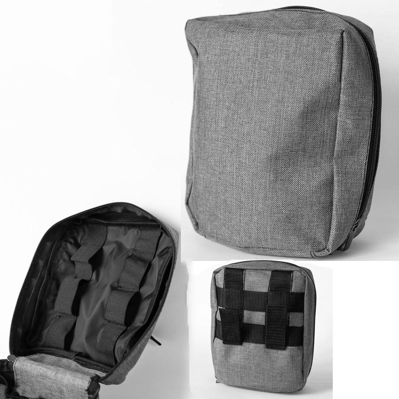 Тактична аптечка без принта, підвісна аптечка, військова аптечка з тканини. Колір: сірий